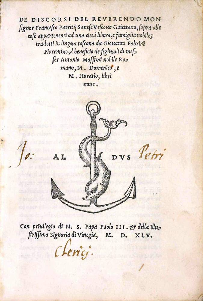 Benetti Frontespizio DeDiscorsi